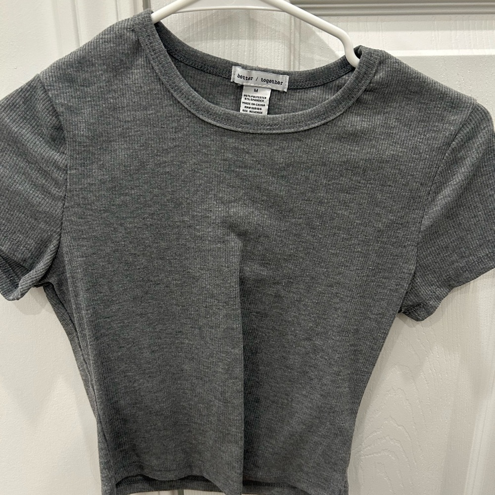 Heather Gray Ribbed Women's Top